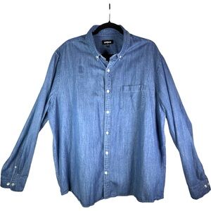 Express Men's Chambray Blue Casual Shirt